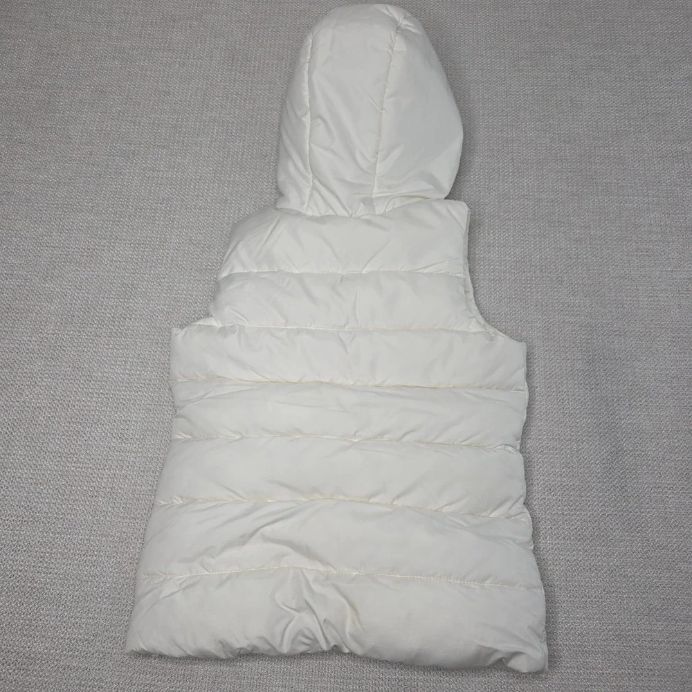 ABERCROMBIE KIDS Girl's Youth Vest Size XL Cream Fleece Puffer Zip up Hooded‎